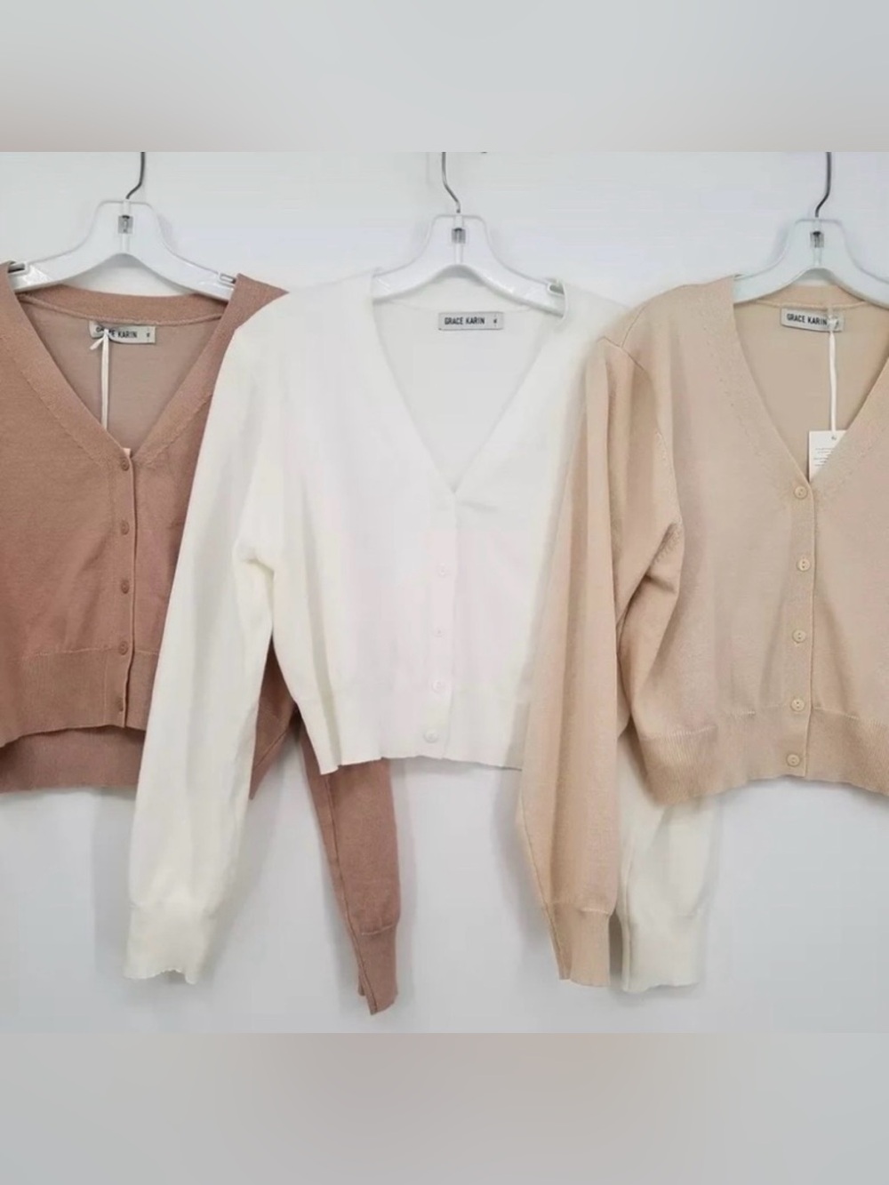 NEW [Grace Karin] Button-Up Cropped Long-Sleeved Cardigan Sweater Women’s Sz XL - Picture 2 of 16